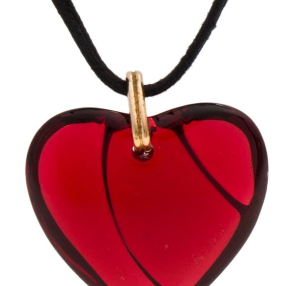 BACCARAT LARGE FRENCH CRYSTAL HEART PENDANT NECKLACE - Picture 3 of 7